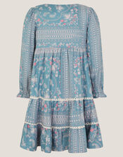 Paisley Lace Tiered Dress, Blue (BLUE), large