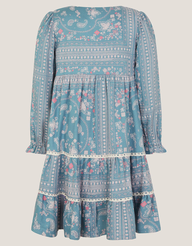 Paisley Lace Tiered Dress, Blue (BLUE), large