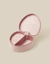 Embellished Heart Velvet Initial Jewellery Box, Pink (PINK), large
