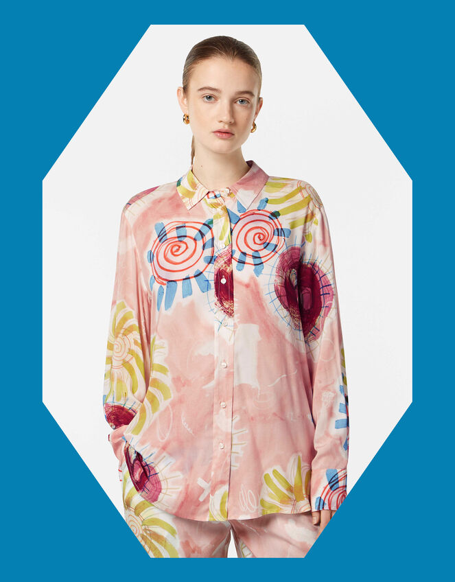 Scotch and Soda Relaxed Print Shirt, Pink (PINK), large