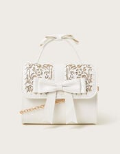 Glitter Cutwork Floral Bow Bag, , large