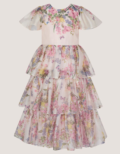 Botanical Print Tiered Party Dress, Multi (MULTI), large