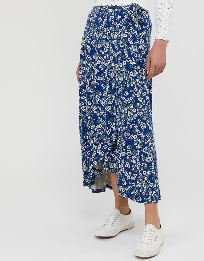 Darella Ditsy Floral Maxi Skirt, Blue (BLUE), large