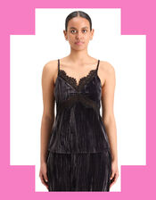 Scotch and Soda Velvet Lace Cami Top, Black (BLACK), large