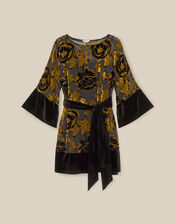 Octavia Floral Devor&eacute; Tunic Dress, Gold (GOLD), large