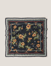 Rosalie Floral Fringe Square Scarf, , large