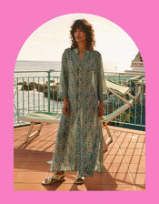 Petite Mendigote Ramara Floral Maxi Shirt Dress, Green (GREEN), large
