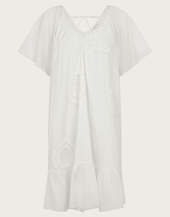 Cynthia Embroidered Short Sleeve Mini Dress, White (WHITE), large