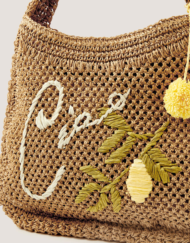 Ada Embroidered Woven Shoulder Bag, , large
