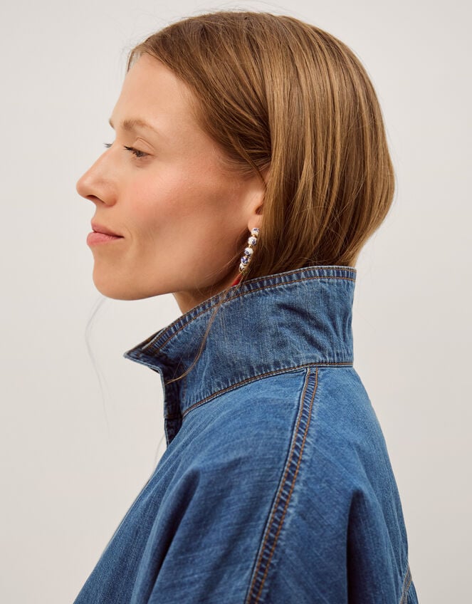 Gwen Funnel Neck Denim Jacket, Blue (DENIM BLUE), large