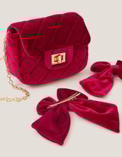 Velvet Mini Bag & Hair Clips Set, , large