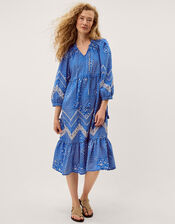 Iggy Floral Print Midi Dress, Blue (BLUE), large