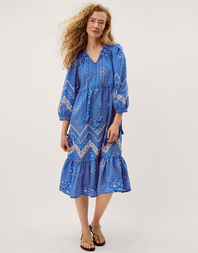 Iggy Floral Print Midi Dress, Blue (BLUE), large