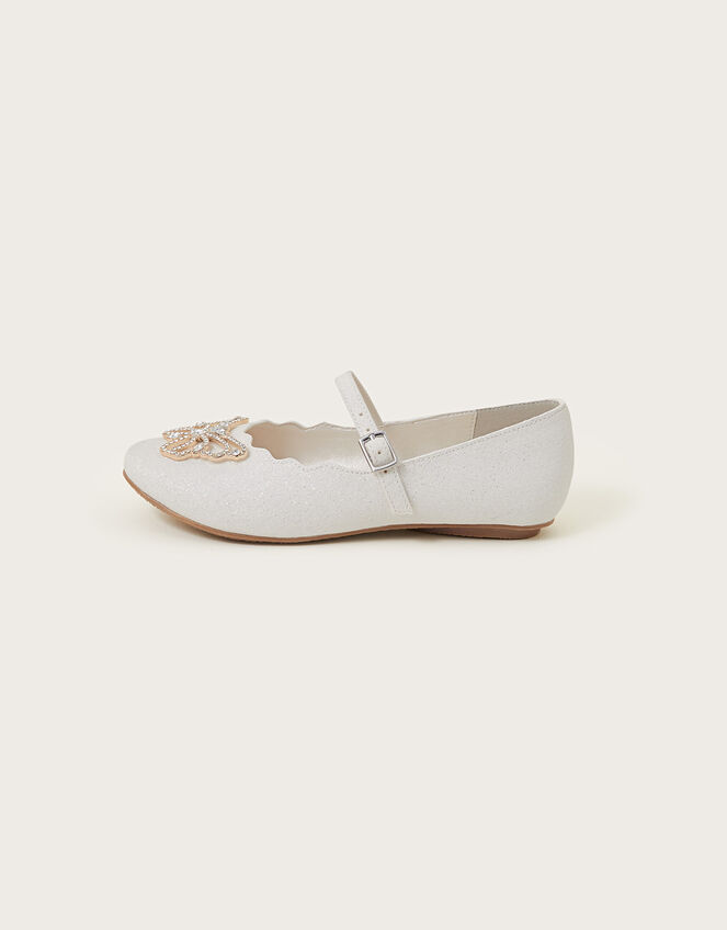 Natalia Diamante Butterfly Ballerina Flats, Ivory (IVORY), large