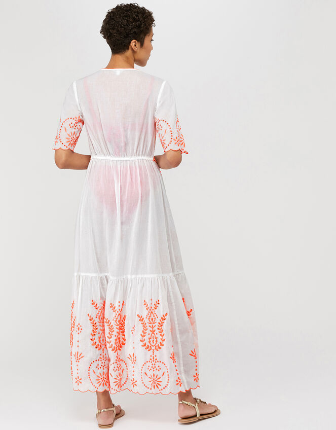 Grace Embroidered Maxi Kaftan, White (WHITE), large