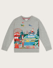 Christmas London Sweatshirt, Grey (GREY), large