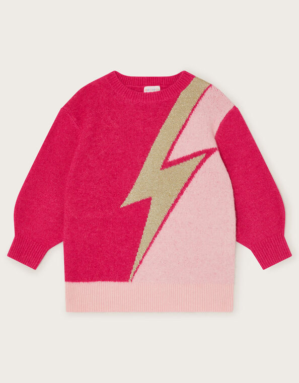 Lightning Bolt Intarsia Sweater, Pink (PINK), large