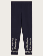 Sequin Broderie Leggings, Blue (NAVY), large