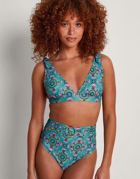 Carla Print Bikini Top, Teal (TEAL), large