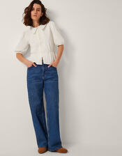 Celia Puff Sleeve Collar Blouse, Ivory (IVORY), large