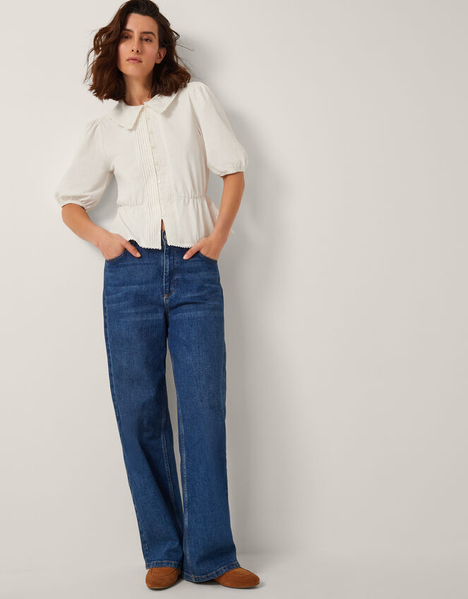 Celia Puff Sleeve Collar Blouse, Ivory (IVORY), large