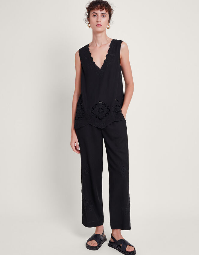 Cara Cutwork Top, Black (BLACK), large
