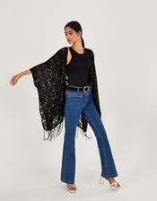 Tassel Velvet Kimono, , large