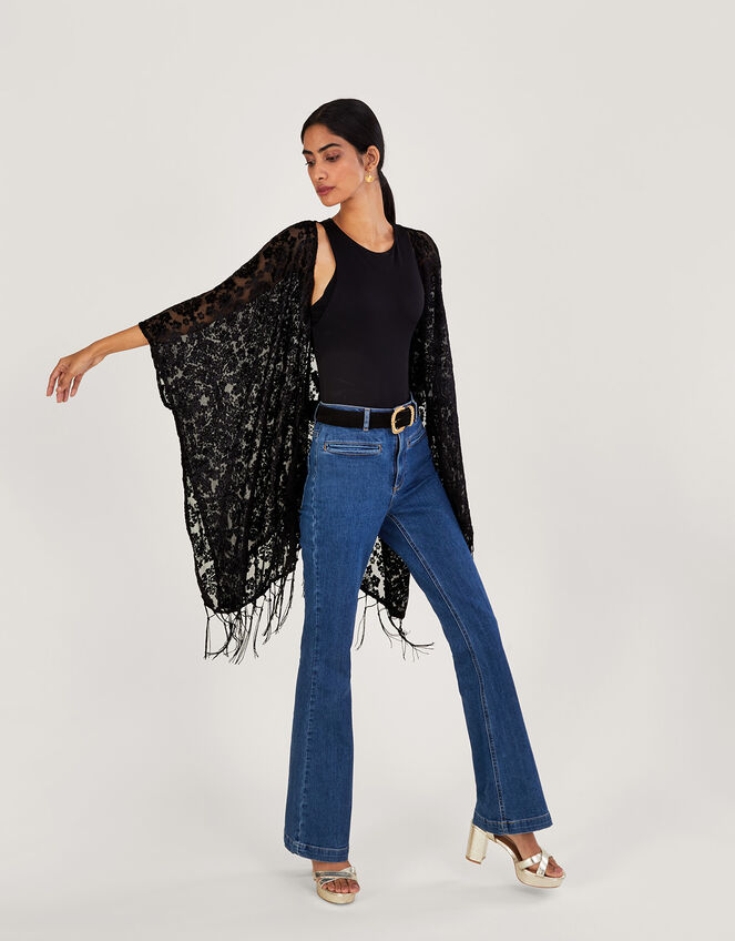 Tassel Velvet Kimono, , large