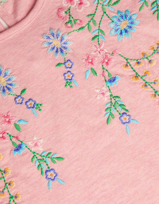 Floral Embroidered T-Shirt, Pink (PINK), large