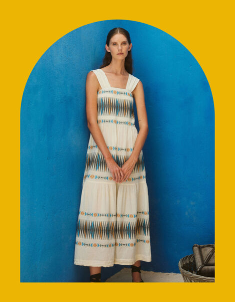 Devotion Twins Elegant Jacquard Maxi Dress, Natural (NATURAL), large
