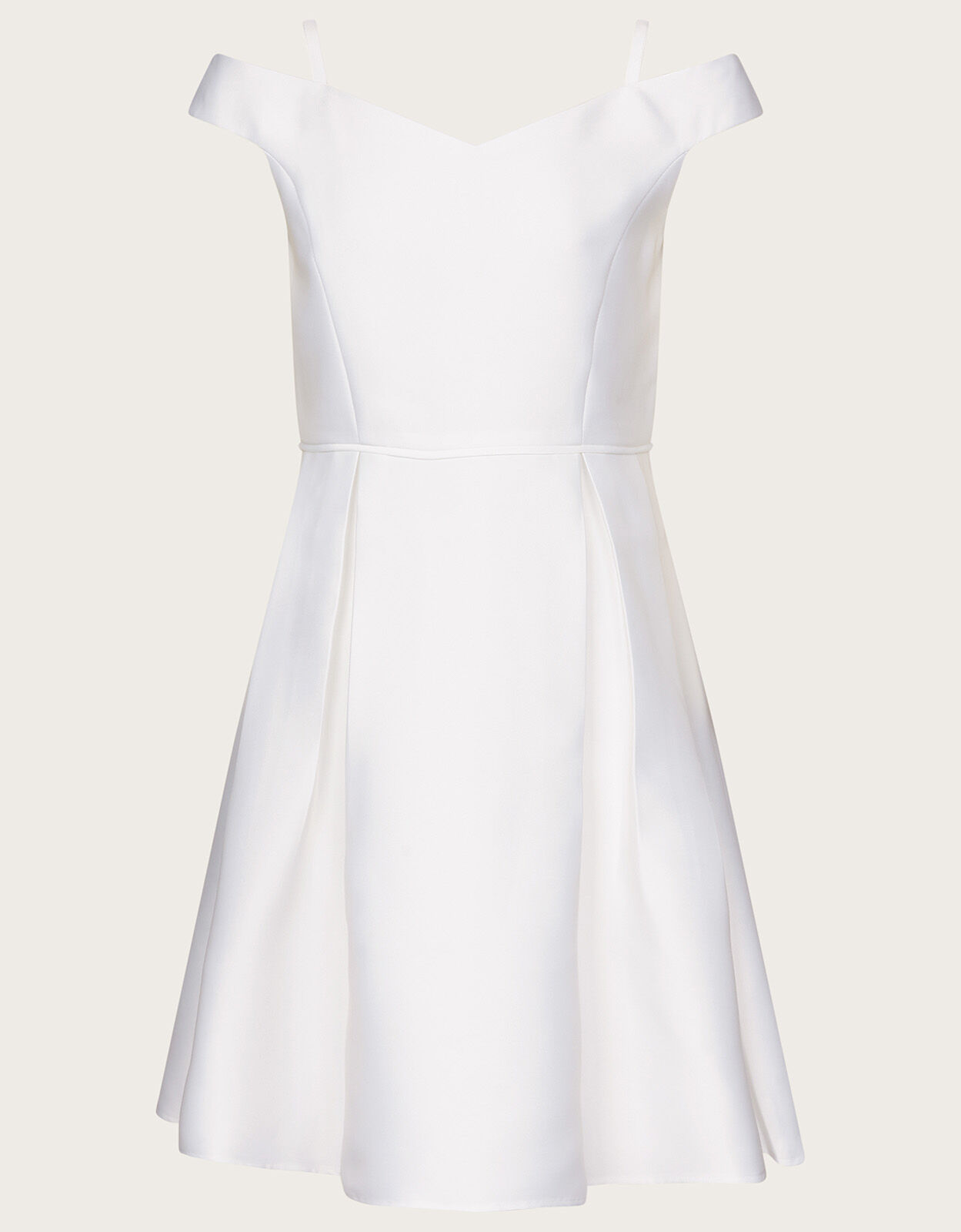 Duchess Twill Bardot Prom Dress Ivory