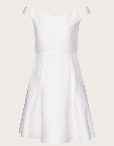 Duchess Twill Bardot Prom Dress Ivory, Ivory (IVORY), large