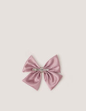 Satin Bow Hair Clip, Pink (PALE PINK), large