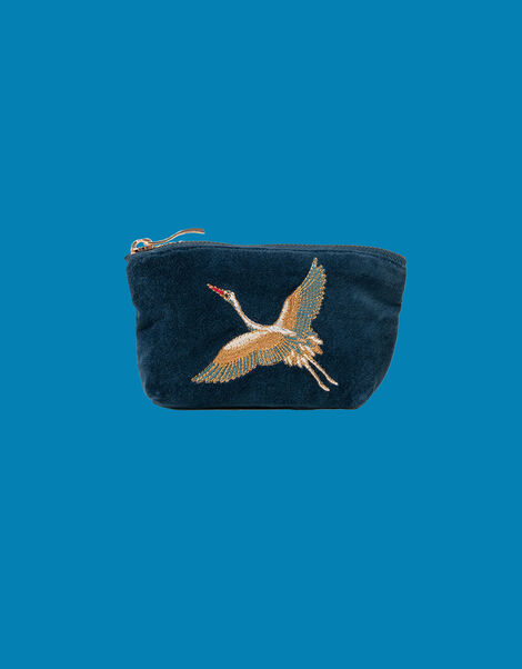Elizabeth Scarlett Crane Velvet Coin Purse, , large