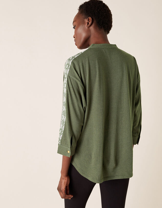 Edie Embroidered Top, Green (KHAKI), large