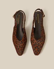 Fara Animal Print Leather Slingback Heels, Natural (NATURAL), large