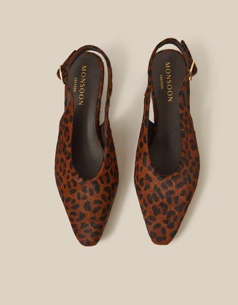 Fara Animal Print Leather Slingback Heels, Natural (NATURAL), large