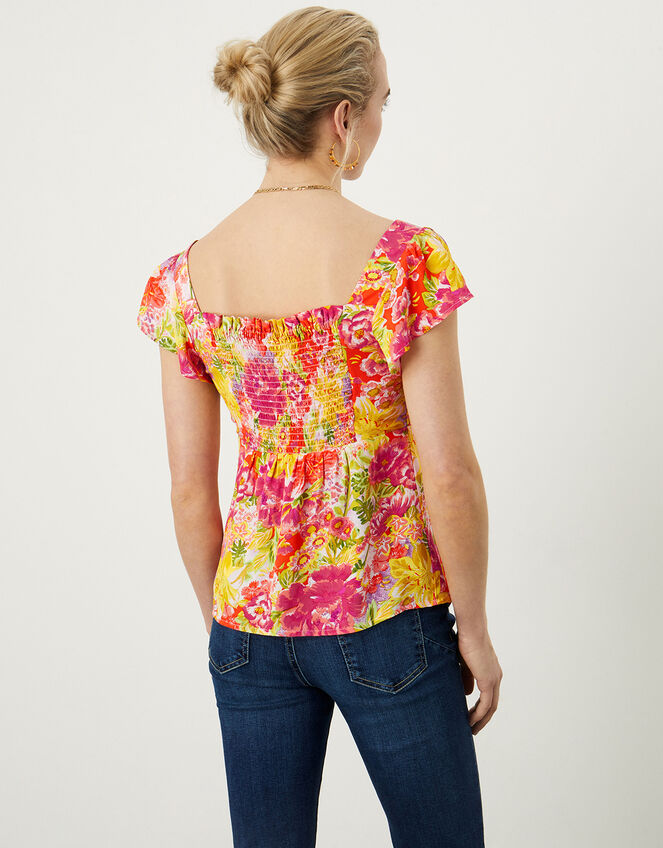 Oksana Floral Blouse in Sustainable Viscose, Yellow (YELLOW), large