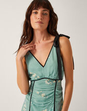 Giselle Floral Print Bow Midi Dress, Green (SAGE), large