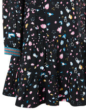 Animal Print Woven Dress, Black (BLACK), large