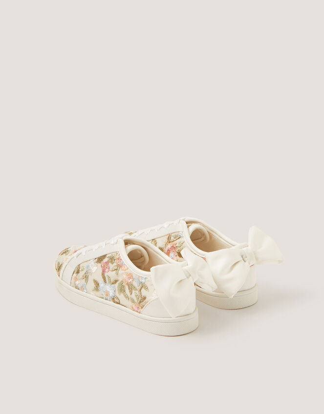Floral Embroidered Trainers, Ivory (IVORY), large