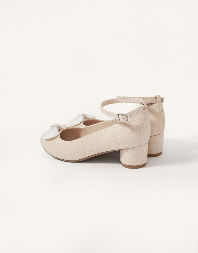 Shimmer Pearl Bow Heels, Pink (PINK), large