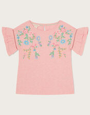 Floral Embroidered T-Shirt, Pink (PINK), large