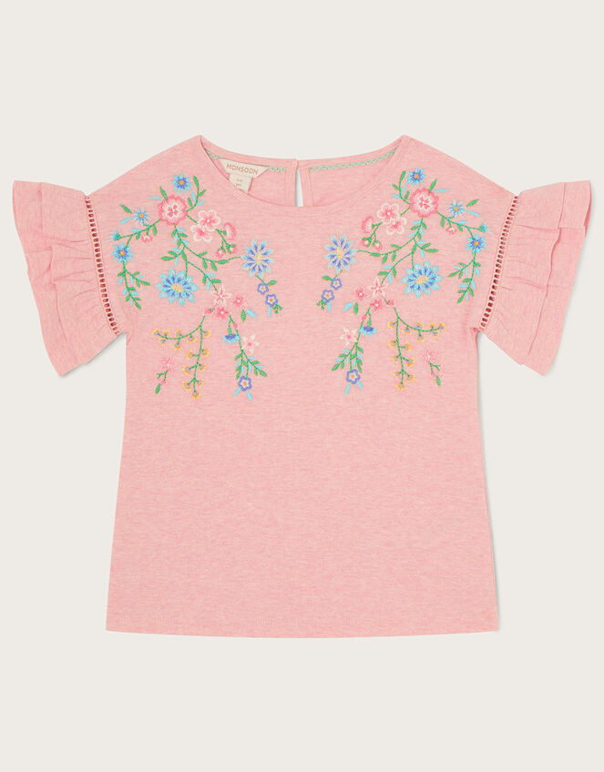 Floral Embroidered T-Shirt, Pink (PINK), large