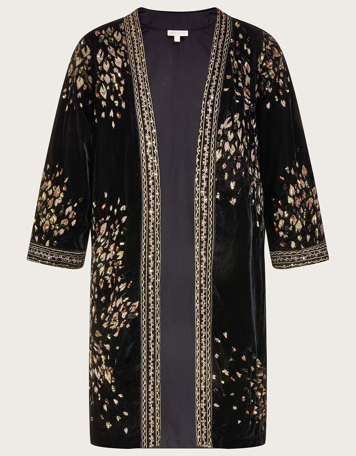 Wendy Velvet Embroidered Kimono Black