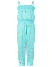 Penny Pineapple and Watermelon Jumpsuit in Pure Cotton, Blue (TURQUOISE), large