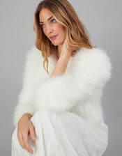 Frances Feather Bridal Jacket, Ivory (IVORY), large