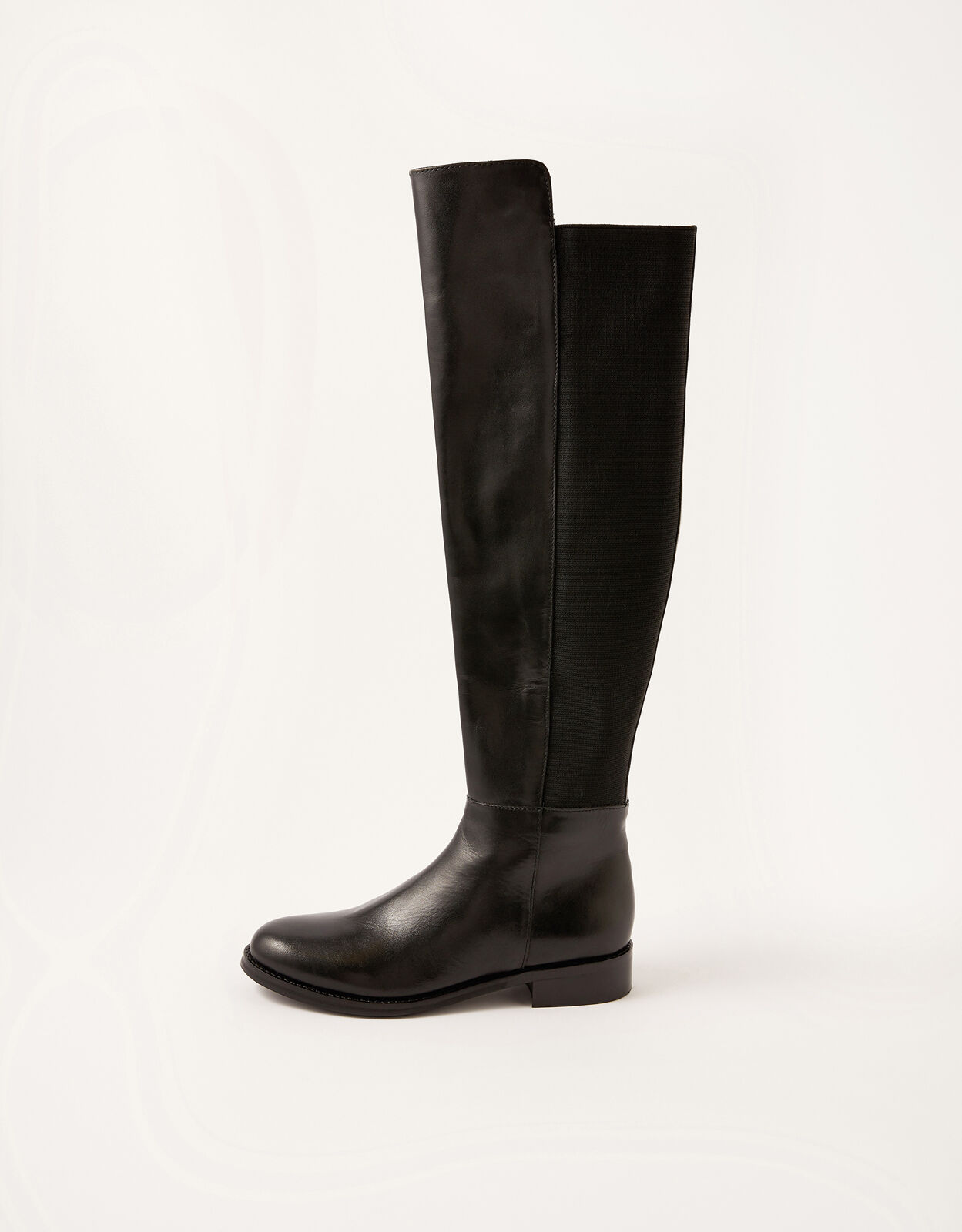 Olivia Leather Over the Knee Boots Black