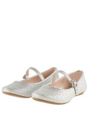 Glitter Ballerina Flats, Silver (SILVER), large