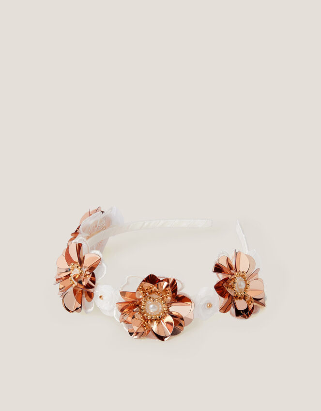 Darcie Sequin Flower Headband, , large